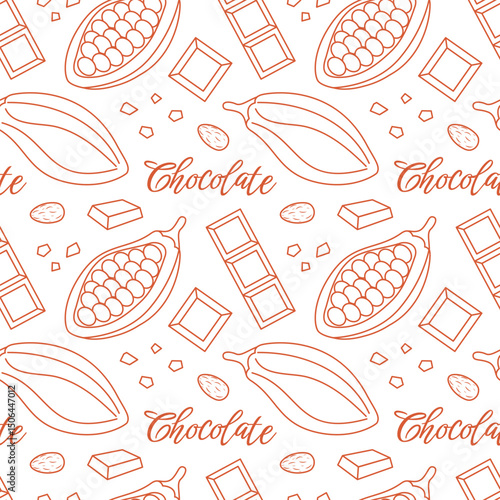 Chocolate Dessert Seamless Pattern Illustration with Melted Sweets and Cakes in Flat Cartoon Style