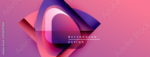 Abstract geometric design. Pink, purple gradients create dynamic shape. Text reads background design. Modern visual element.