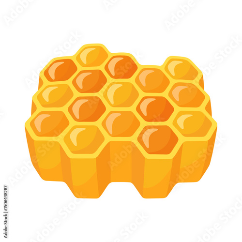 Vibrant Honeycomb Illustration with Golden Hexagonal Cells on a White Background