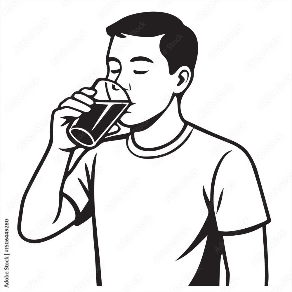 Obraz premium man drinking water