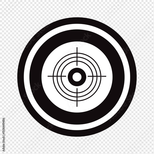 Vector icon illustration of a shooting target isolated on a transparent background. Gun target logo. Flat web design element for a website, app or infographic material.