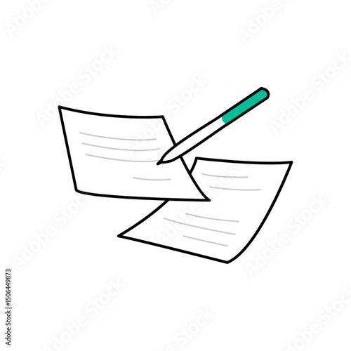 書類とペンのイメージベクターイラスト