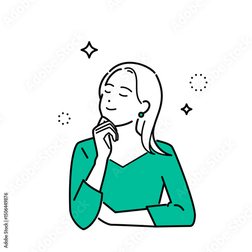 私服の女性がくつろぐイメージイラスト