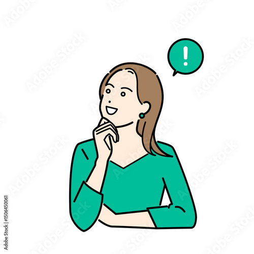 私服の女性が思いつくイメージイラスト