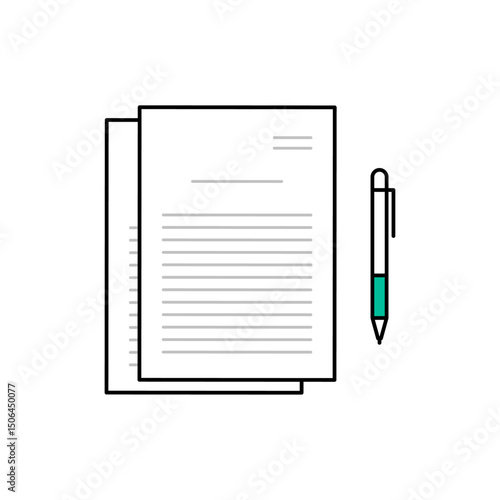 書類とペンのイメージベクターイラスト