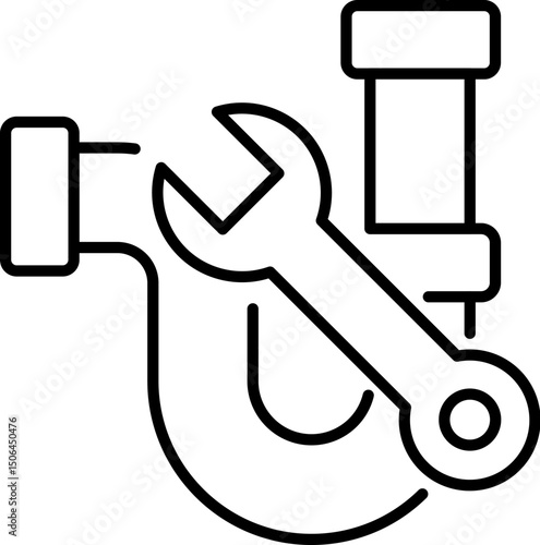 Broken Pipes Outline Icon for Graphics, Designs, Books, Adverts, Apps