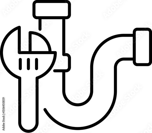 Broken Pipes Linear Symbol for Graphics, Designs, Books, Adverts, Apps