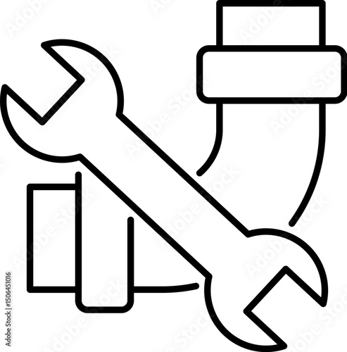Broken Pipes Simple Illustration Drawn with Thin Line
