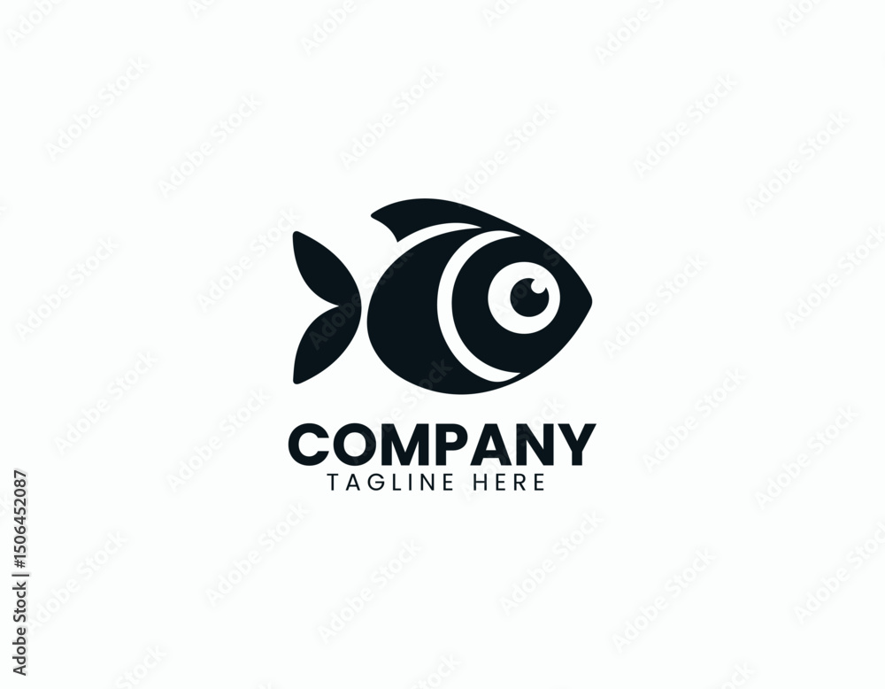 Obraz premium Simple Generic Fish Illustration with Round Eyes Vector Logo Design