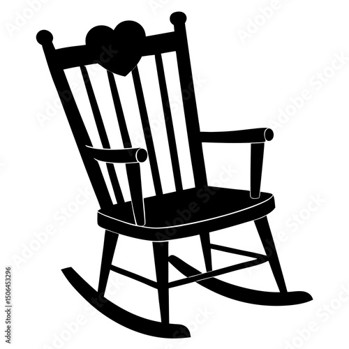 Black silhouette rocking chair with heart