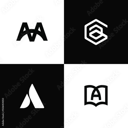 black and white icons set