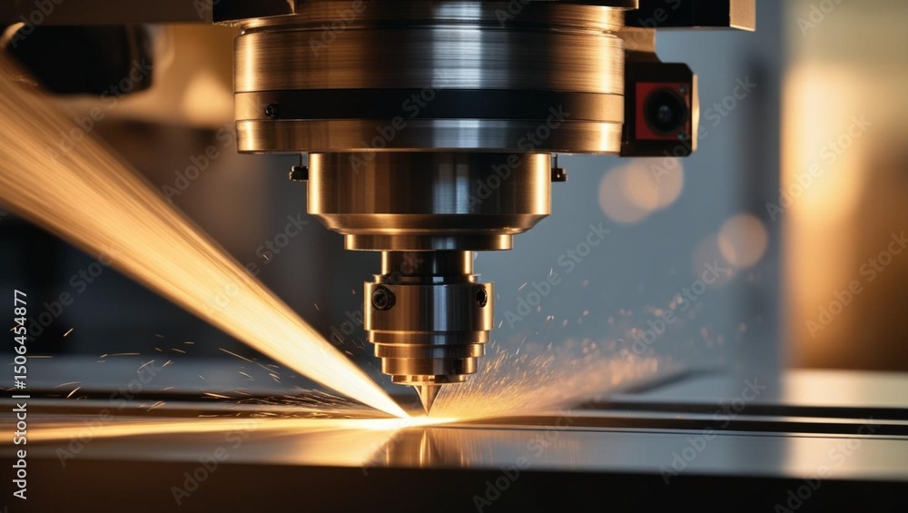 Precision Laser Cutting Machine in Action Industrial Metalworking Process Precision Laser Cutting Machine in Action Industrial Metalworking Process