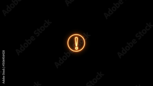Neon Exclamation point. Glow Caution and warning. Road sign. Caution danger sign.