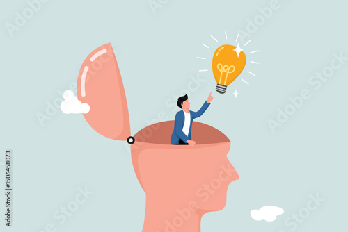 Eureka moment is finding a new idea or solution to solve a problem, insight, inspiration or innovation of creativity. The man with the eureka moment found a light bulb idea in his head.