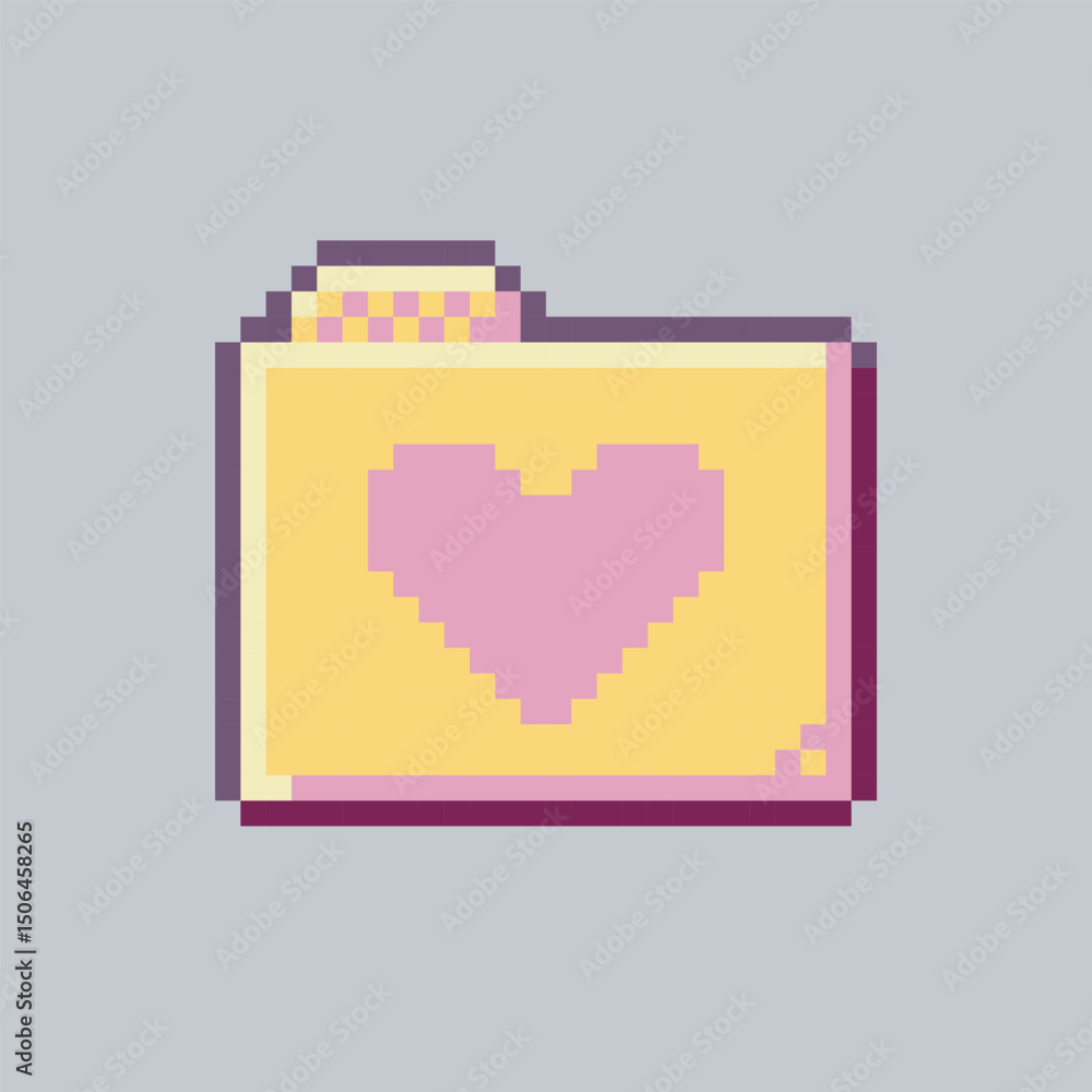 folder with love sign in pixel art style with isolated background