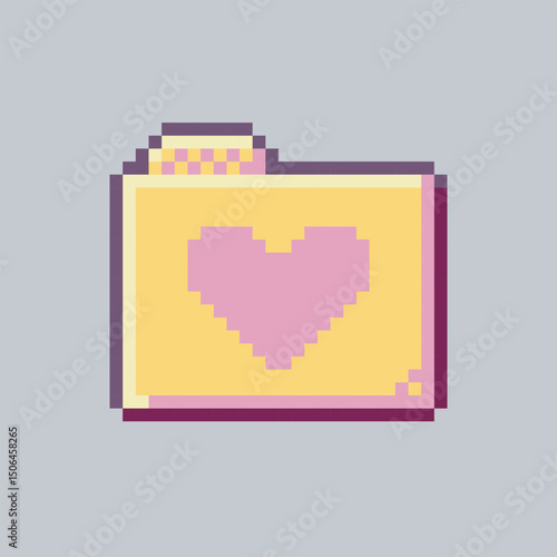 folder with love sign in pixel art style with isolated background
