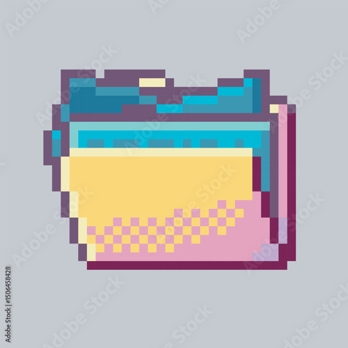 full file folder sign in pixel art style with isolated background