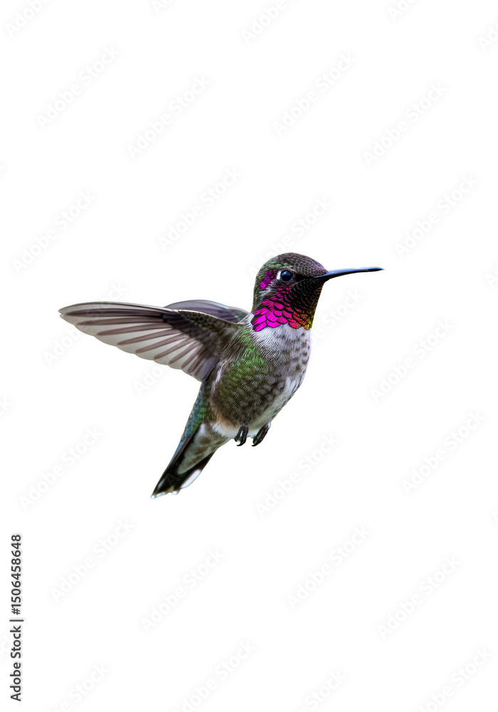 Obraz premium Isolated Hummingbird Flying Transparent Background Detailed Wildlife Animal