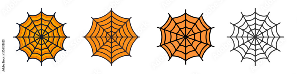 Fototapeta premium Spider Web Flat Illustration Simple Halloween Vector in Flat Style