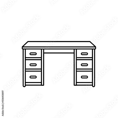 Office workstation desk with drawers vector icon for professional and home workspace furniture concepts