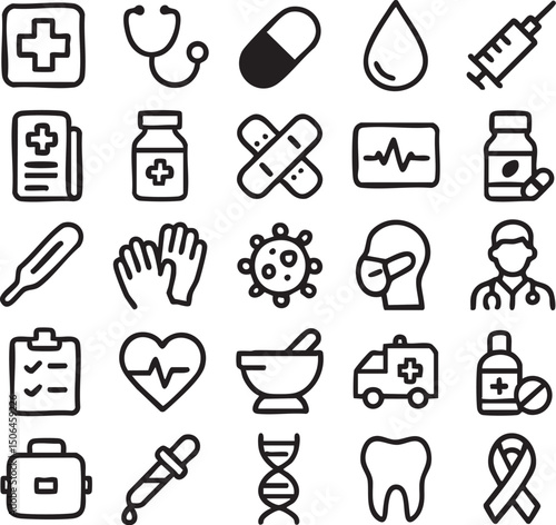 medical icons set