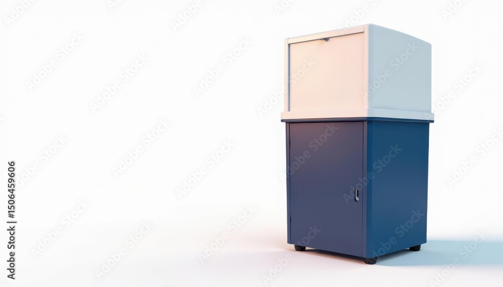 Single voting machine isolated on white backdrop , technology, election day, isolated Single voting machine isolated on white backdrop , technology, election day, isolated