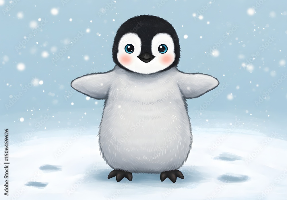 Fototapeta premium Cute Penguin Childrens Illustration