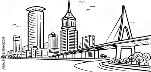 Modern Tampa Continuous Line Illustration