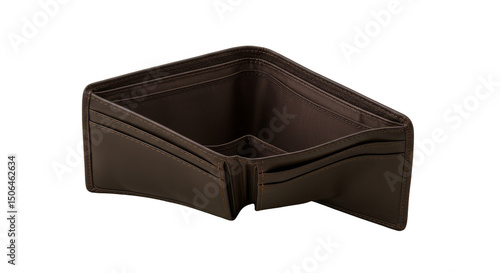 Isolated Leather Wallet Brown Object on Transparent Background Photo