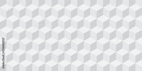 	
Seamless white geometric cube creative concept triangle overlapping overlap square technology texture. geometric digital cubes fabric and wallpaper grid block texture background.