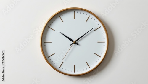 Wallpaper Mural minimalist wall clock with thin brass frame and soft white matte face, isolated object with no inscriptions or markings, clean, minimalistic design without any branding or text Torontodigital.ca