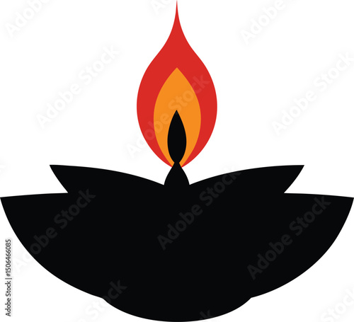 Burning match and candle flame icons for danger and hot heat design.