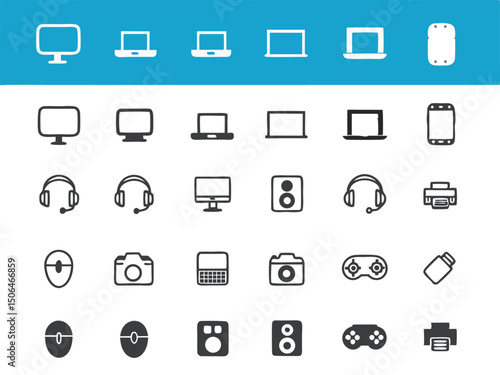 Web icon set: vector communication, internet, and media symbols for business and mobile technology design