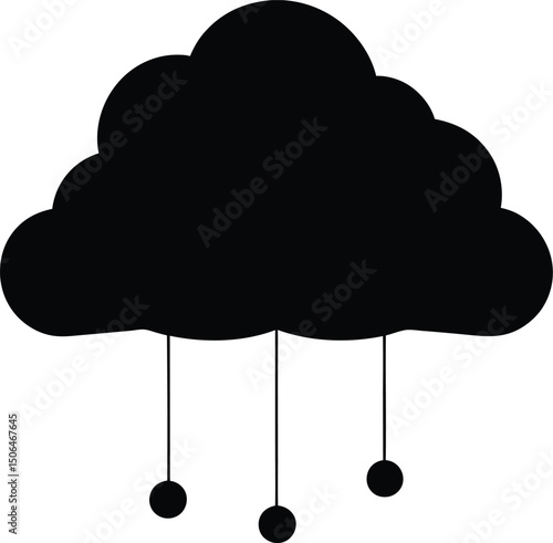 Cloud computing concept with a rain cloud icon, symbolizing internet technology and data communication design