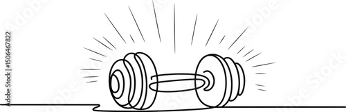 Dumbbell Line Art Minimalist Fitness Weightlifting Illustration.