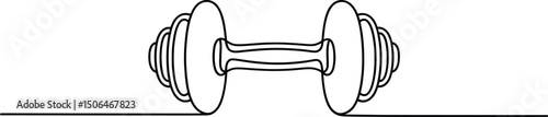 Dumbbell Line Art Minimalist Fitness Weightlifting Illustration.