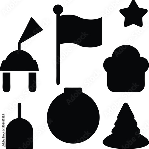 Vector icon set: a collection of fashion and safety hats including baseball caps, helmets, and other stylish headwear illustrations