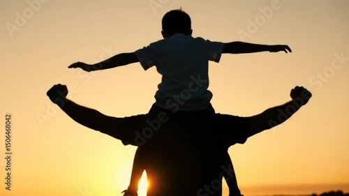 silhouette if father and son enjoyed the happy father's Day video clip,