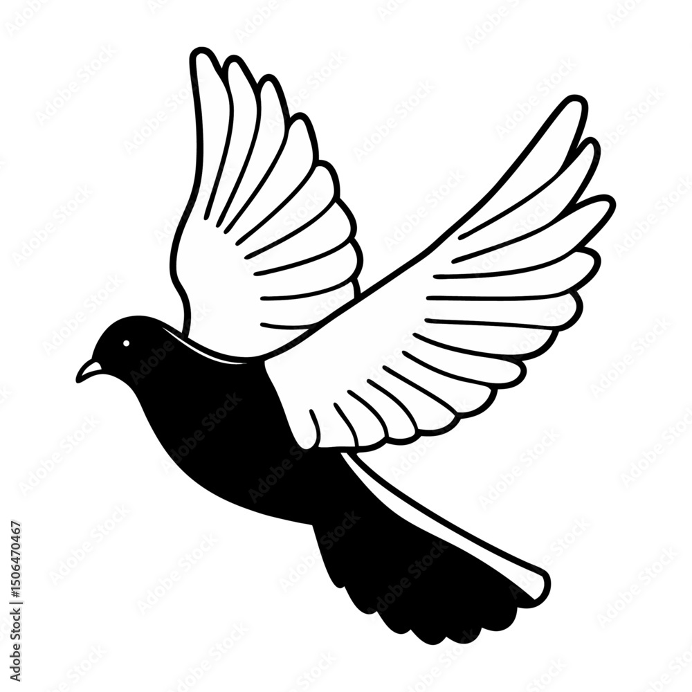 Obraz premium Graceful Dove in Flight Vector Illustration