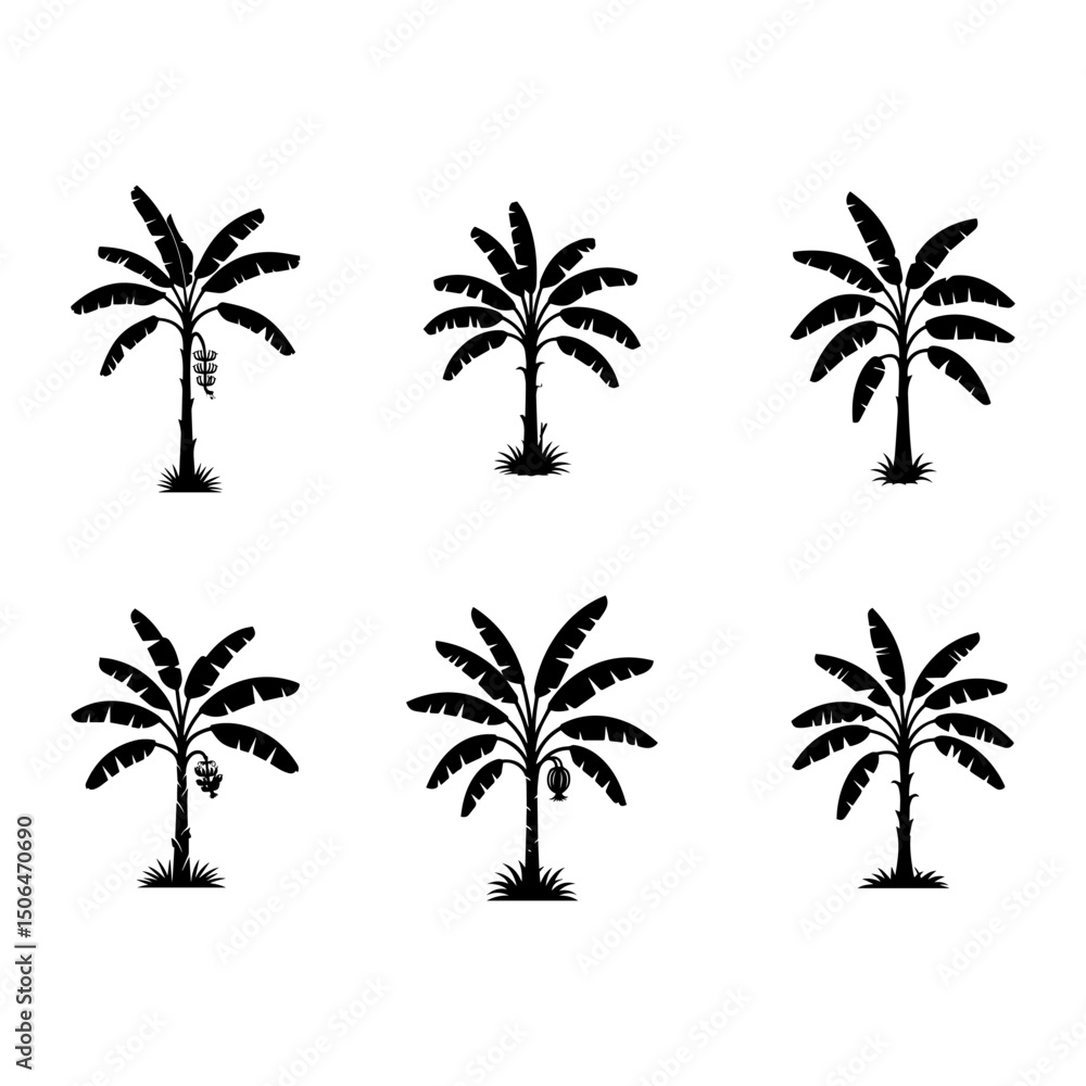 Fototapeta premium black banana tree icon vector on white background