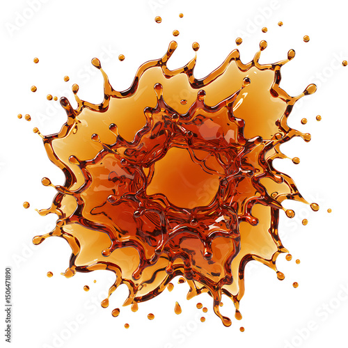 Smooth Brown Liquid Pour Isolated on a Clear Surface, Perfect for Mockups

