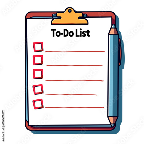 Bold to-do list illustration on digital notepad, modern organization