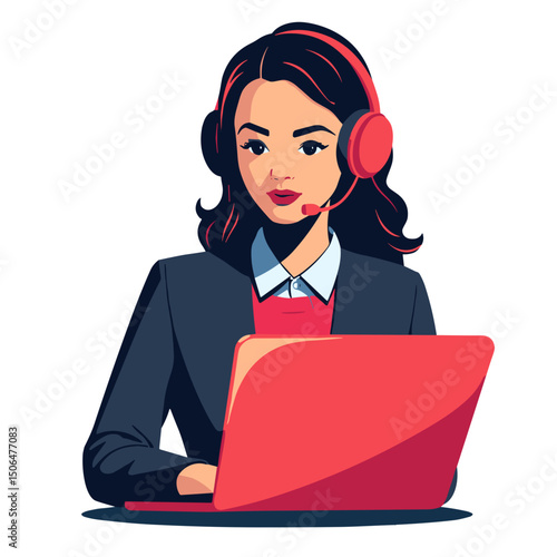 Focused remote worker using laptop with headphones, modern lifestyle