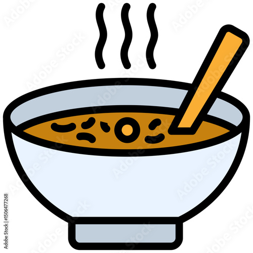 Soup Icon, Outline Flat Design Style Icon, Restaurant Element Icon Collection