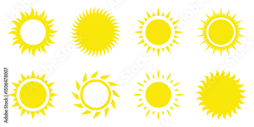 Set of sun icon vector illustration isolated on white background. EPS 10
