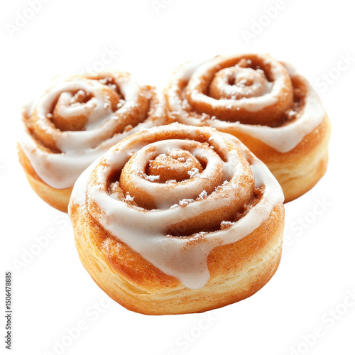 Wallpaper Mural Frosted cinnamon rolls on white background perfect for desserts or breakfast treats any time of day, Frosted cinnamon rolls isolated on white background Torontodigital.ca