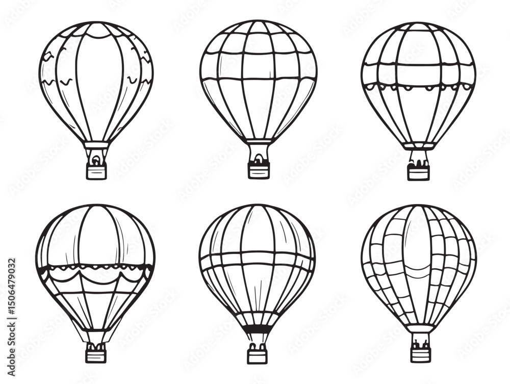 Obraz premium hot air balloon line art illustration for stock vector