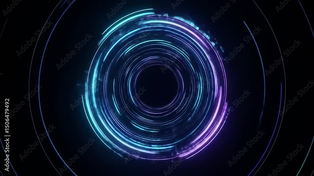 concentric digital rings expanding and contracting from center, neon glow effects and depth lighting concentric digital rings expanding and contracting from center, neon glow effects and depth lighting