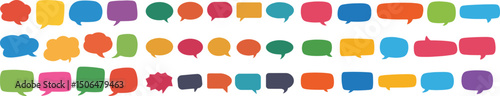 Big set of speech bubbles. Collection of colorful speech balloon, chat bubble or dialog boxes on white background. Different Speech bubbles for talk, dialogue, decoration. Vector illustration