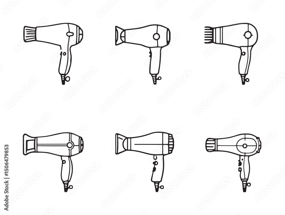 Obraz premium Minimalist hairdryer line art icon style vector illustration